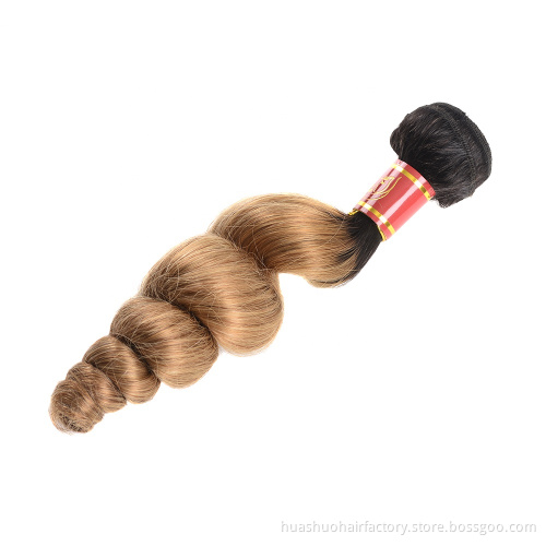 Factory Indian Brazilian Malaysian T1b/27 Loose Curly Wave Extensions Virgin Human Hair Weave Bundles